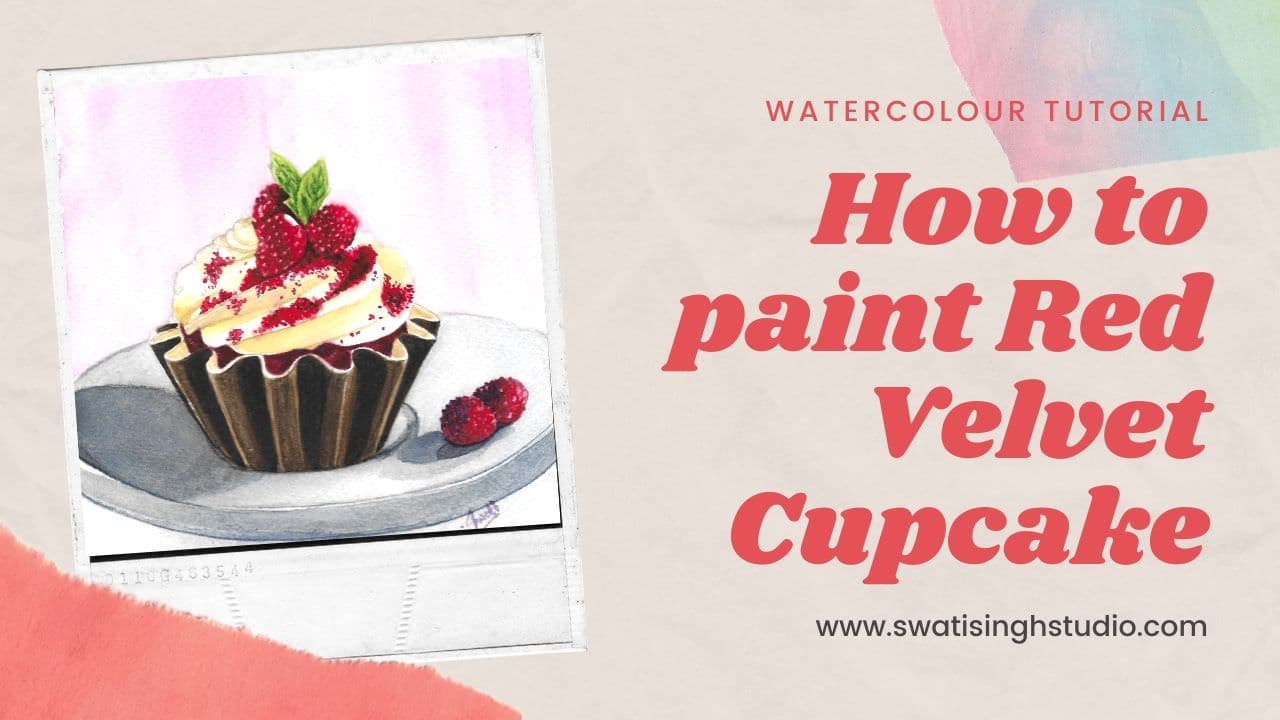 Red Velvet Cupcake in watercolours