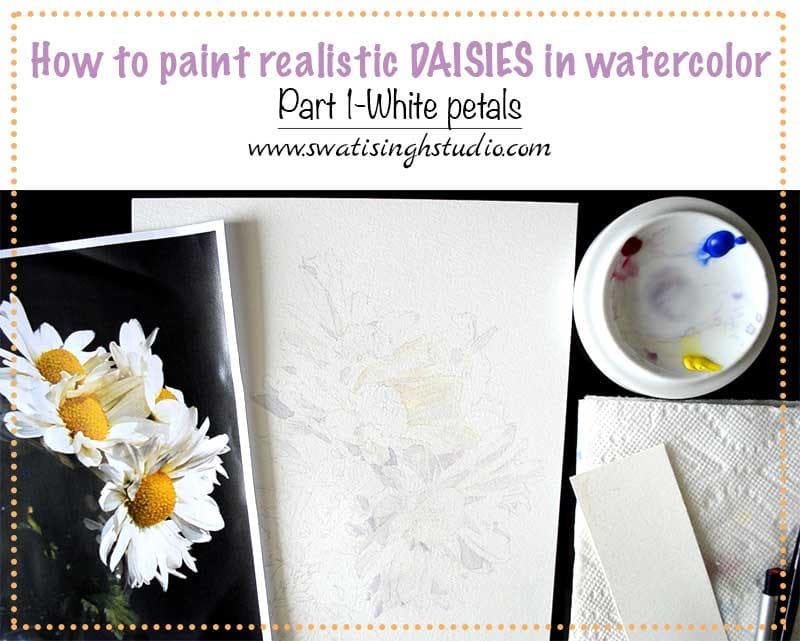 Daisies in watercolors Part 1