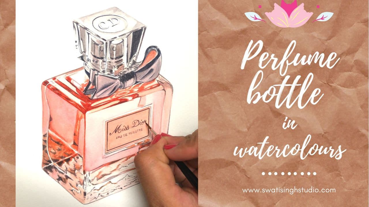 Perfume bottle in watercolours