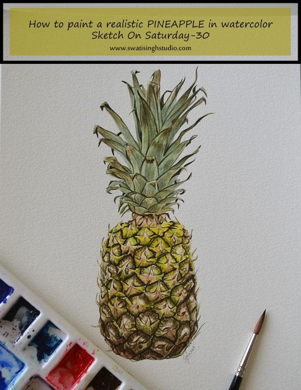 Pineapple in watercolor